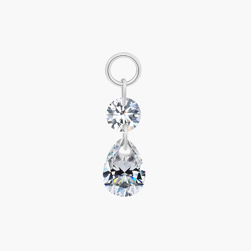 Floating Teardrop Charm – Titanium Round CZ Helix Dangle Add-On