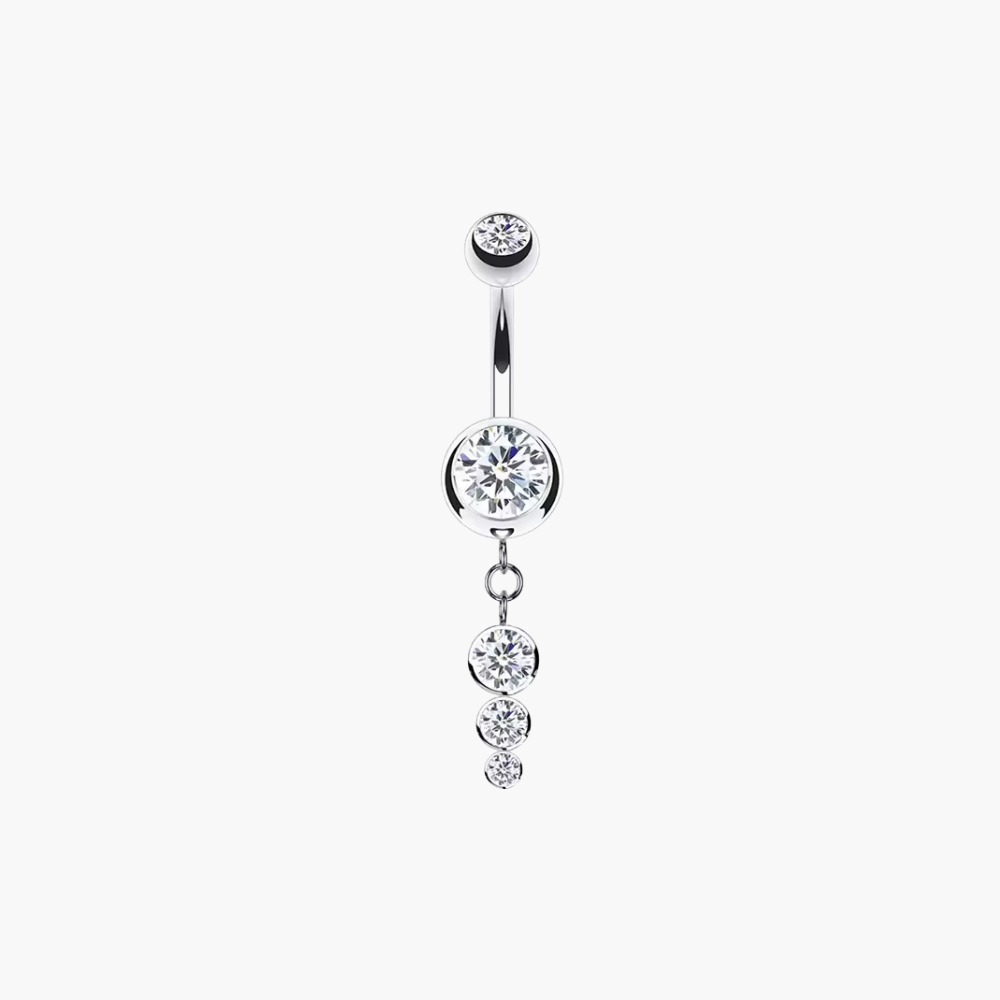 14G Titanium Dangle Belly Ring, CZ Drop Pendant Navel Piercing, Curved Barbell Body Jewelry, Elegant Navel Nail, ASTM F136