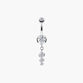 14G Titanium Dangle Belly Ring, CZ Drop Pendant Navel Piercing, Curved Barbell Body Jewelry, Elegant Navel Nail, ASTM F136
