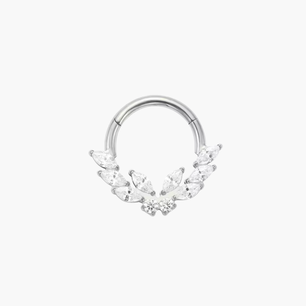Butterfly Laurel CZ Septum Clicker – Titanium Botanical Daith Hoop