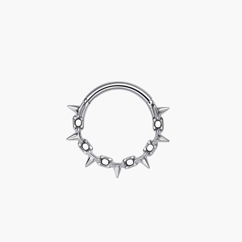 Chain Spike Hoop – Titanium Edgy Septum Clicker