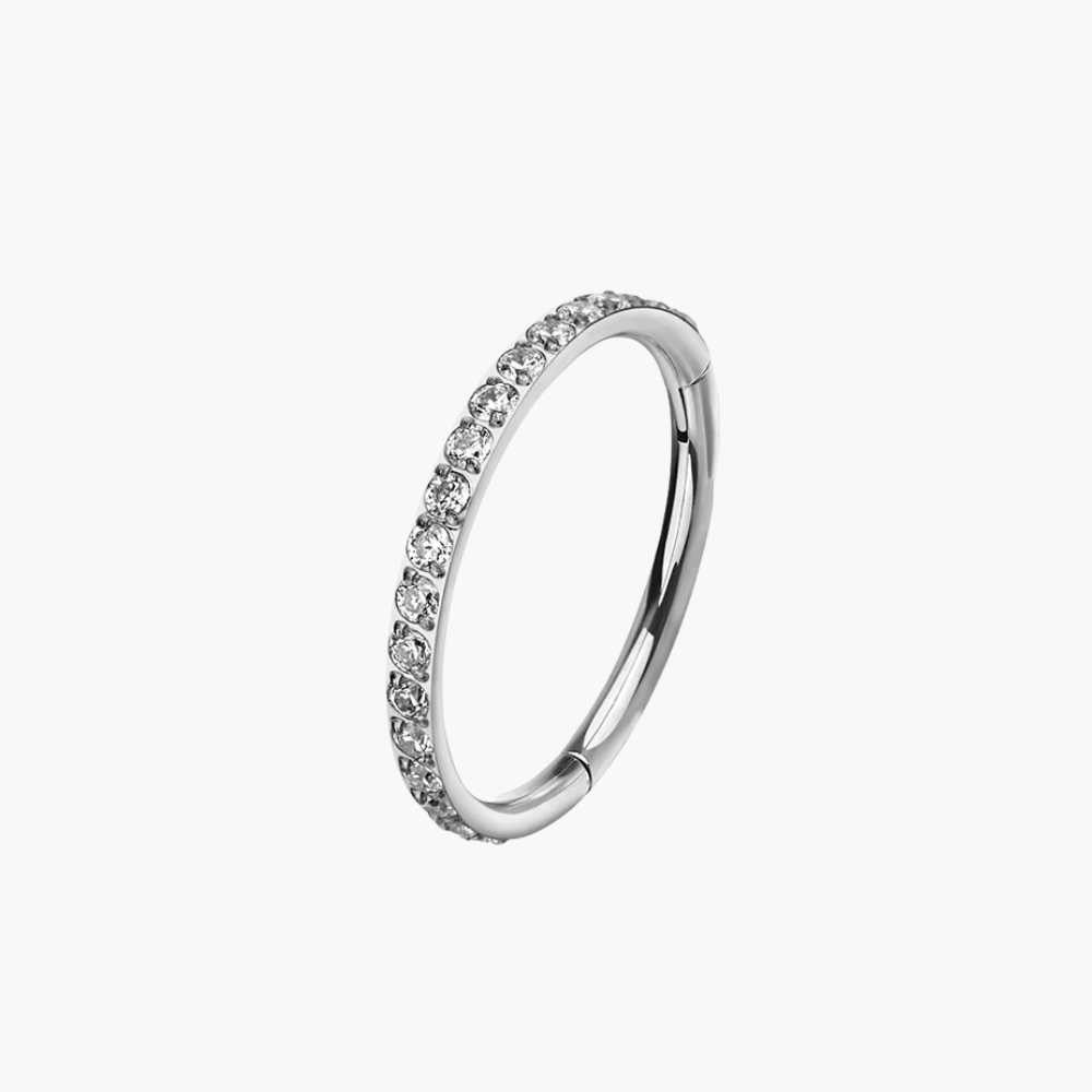Paved CZ Cartilage Hoop – Titanium Nose & Helix Clicker