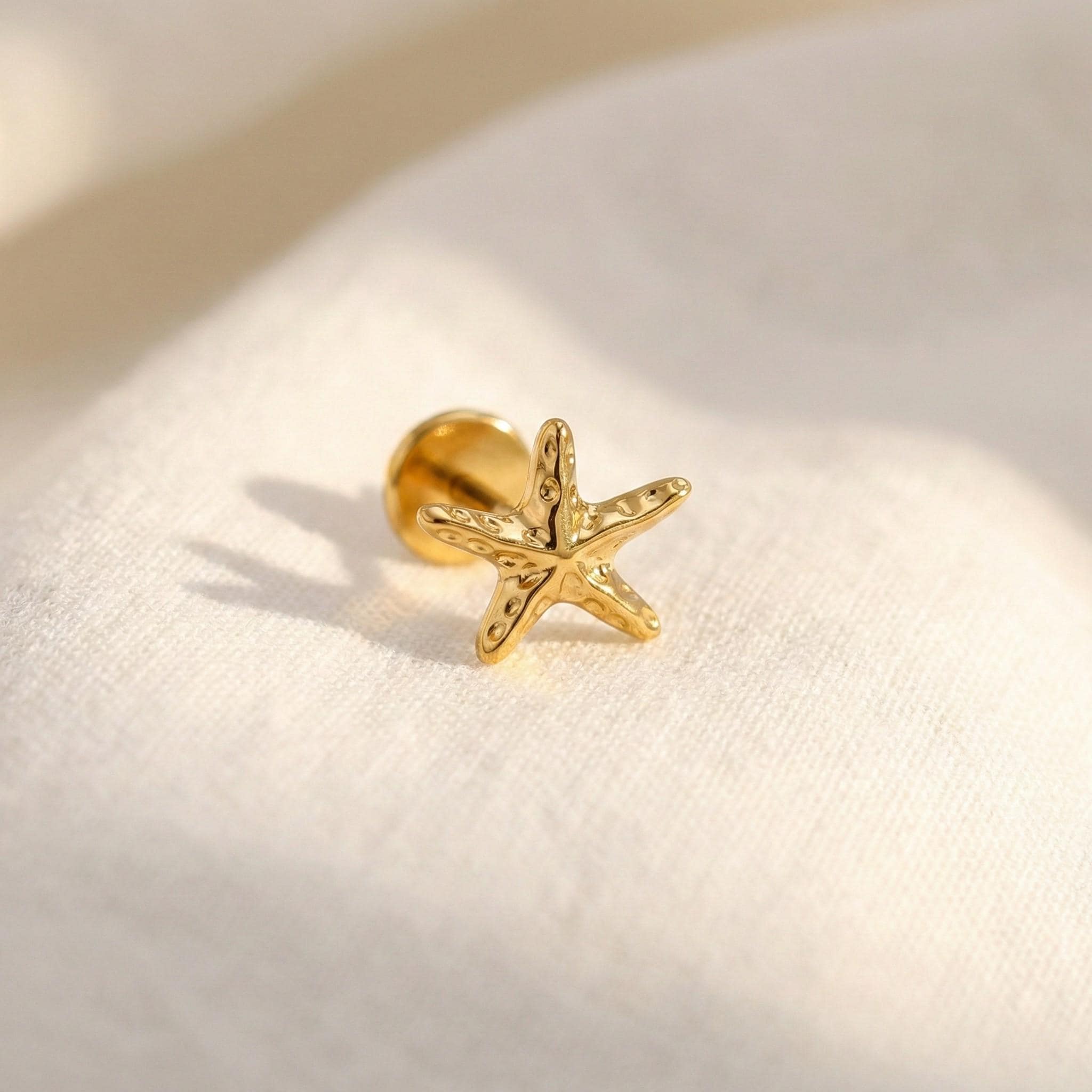 18G/16G Tiny Starfish Push Pin • Threadless Flat Back Earring • Tragus • Nose Stud • Helix Stud • Cartilage • Titanium LJ30.35