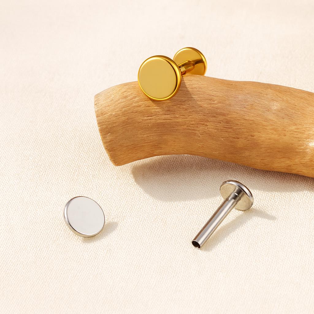 16G Tiny Disk Titanium Push Pin Labret • Threadless Flat Back Earring • Tragus Stud • Helix/Cartilage Stud • Nose Stud • Nose Piercing