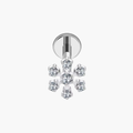 16G Titanium Snowflake Stud, Tiny CZ Winter Flat Back Earring, Threaded Helix Tragus Conch Piercing, Christmas Jewelry Gift