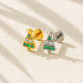 16G Titanium Christmas Tree Labret • Internally Threaded Flat Back Stud • Helix, Tragus & Cartilage Piercing Holiday Jewelry