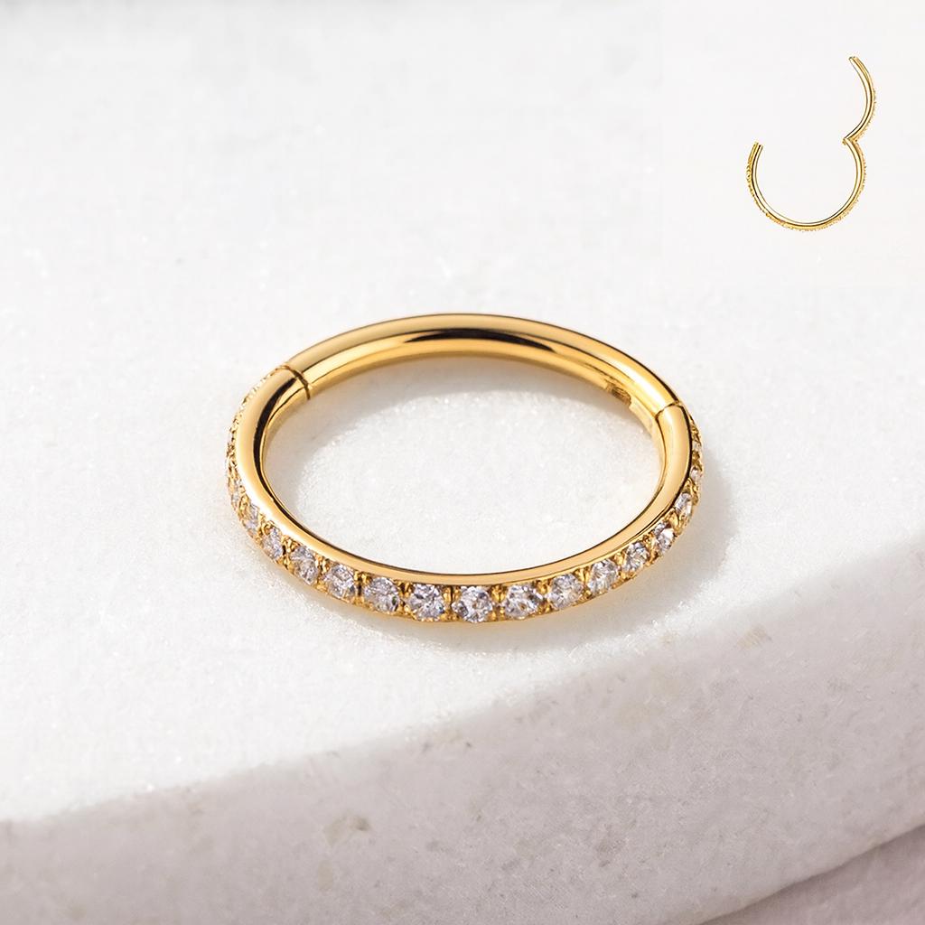20G/16G/18G Gold Paved CZ Cartilage Hoop Earring/Nose Hoop/Helix Hoop/Lobe Earring/Conch Ring/Tiny Hoop Earring/Tragus/Rook Piercing Clicker