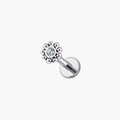 Tiny Flower Push Pin Labret – Titanium Flat Back Stud