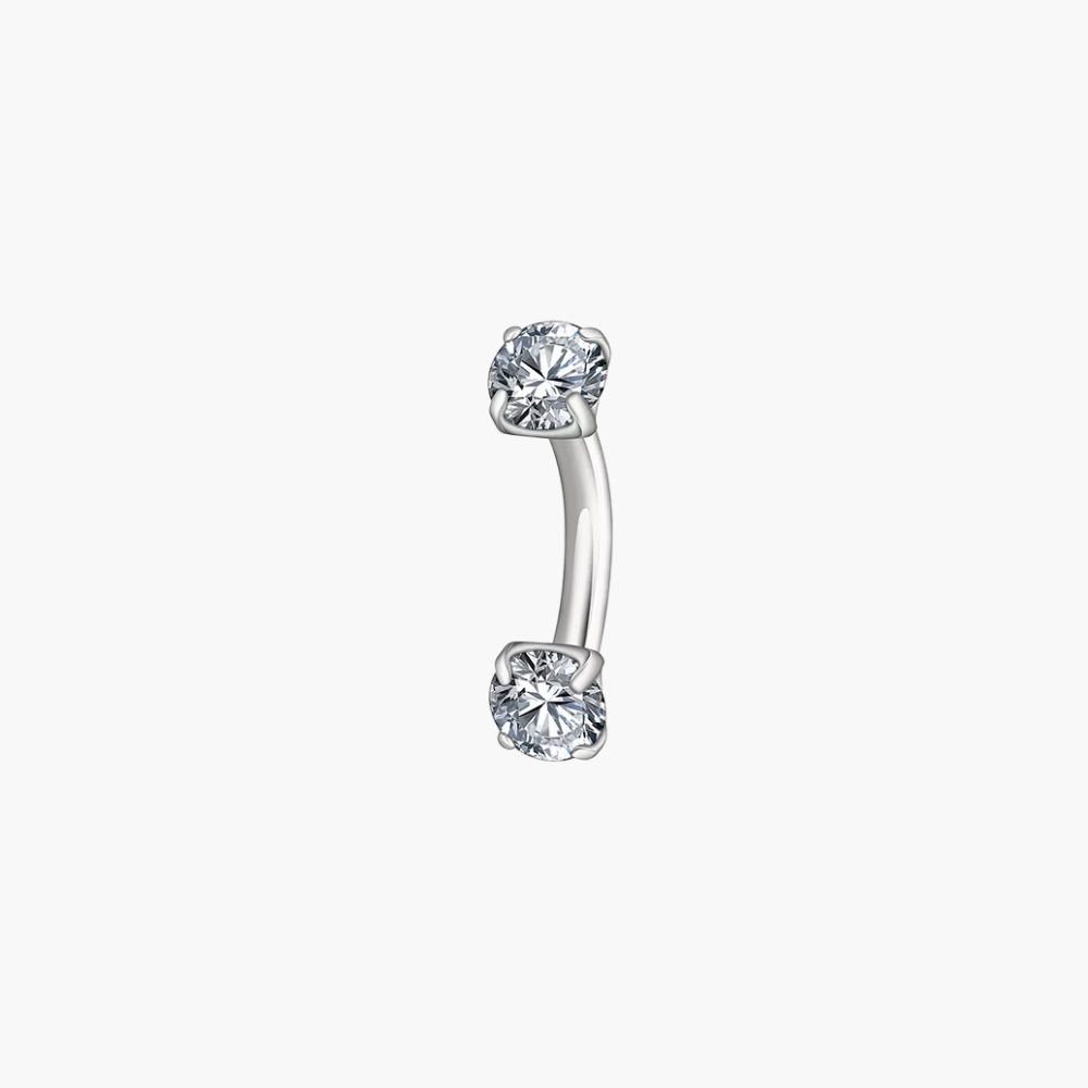 CZ Curved Barbell Rook Earring – Titanium Eyebrow & Daith Stud