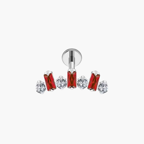 Titanium CZ (cubic zirconia) flat-back labret stud for helix, tragus and conch piercings