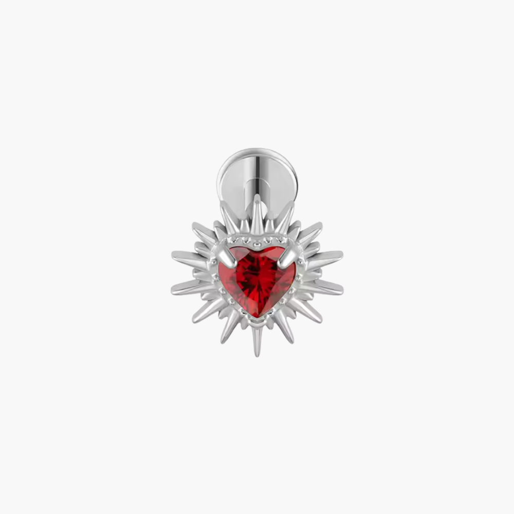 Heartbreak Broken Heart CZ Stud – Titanium Y2K Emo Helix Earring