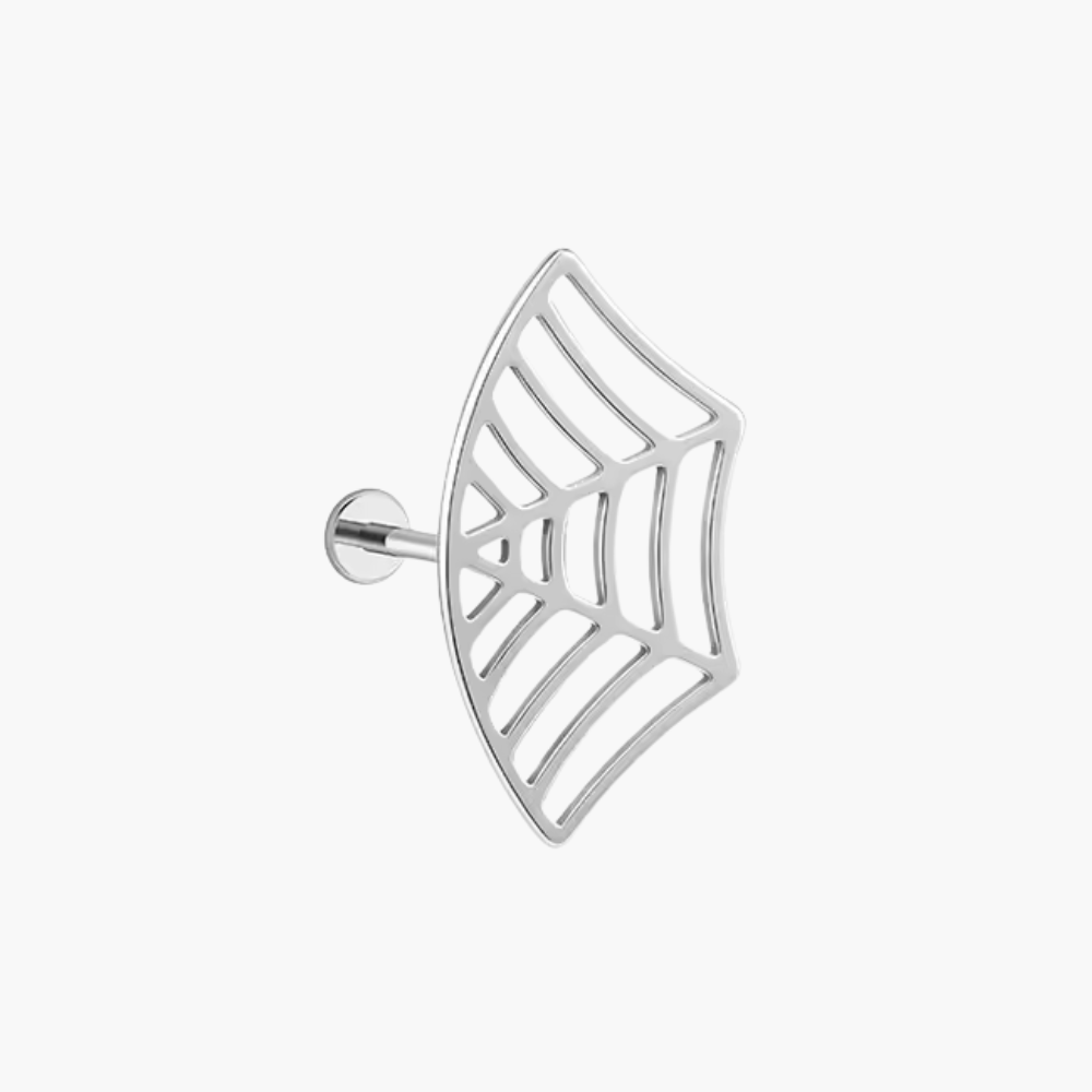 Spider Web Hidden Helix Stud – Titanium Gothic Cartilage Earring