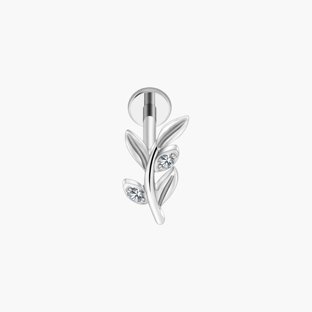 Olive Leaf Branch Stud – Titanium Dainty Cartilage & Helix Earring