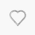 Heart CZ Daith Clicker Hoop – Titanium Hinged Cartilage Ring