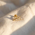 16G Titanium Marquise Leaf Stud, CZ Vine Flat Back Earring, Nature Helix Conch Tragus Piercing, Dainty Botanical Jewelry