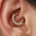 16G ASTM F136 Titanium Marquise Cluster Septum Clicker, Hinged Daith Hoop, Floral CZ Nose Ring, Hypoallergenic Cartilage Earring