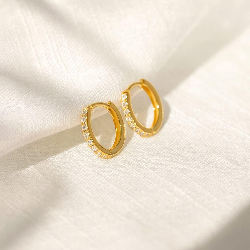 Skinny CZ Huggie Hoops in Sterling Silver, Silver or Gold, Minimalist Hoop Earrings, 6mm, 7mm, 8mm Hoops, cartilage hoops