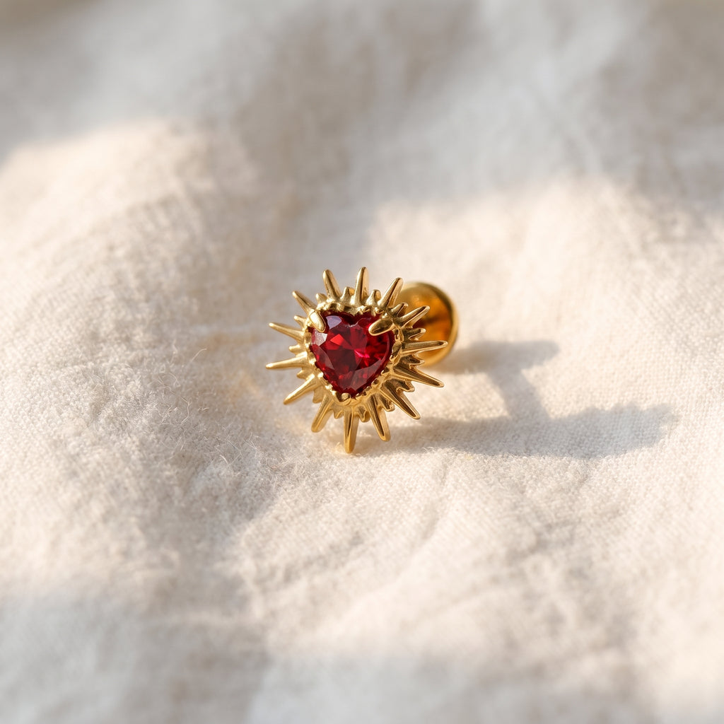 Heartbreak Broken Heart CZ Stud – Titanium Y2K Emo Helix Earring