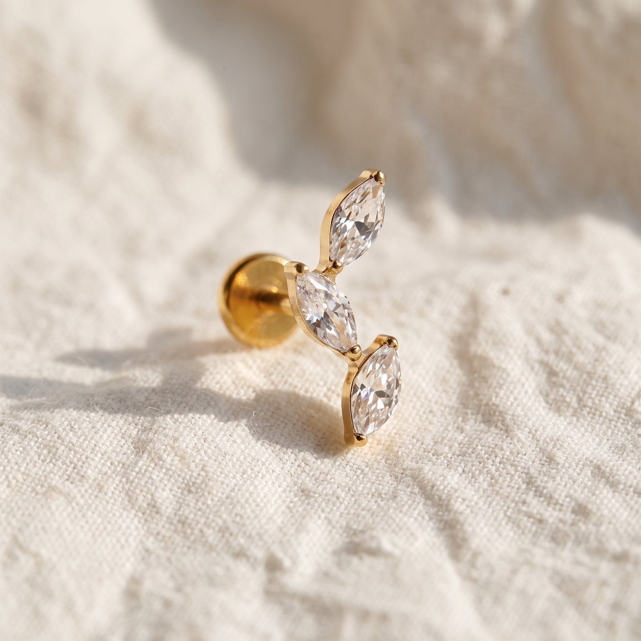 Triple Marquise Cluster Stud – Titanium CZ Helix Climber