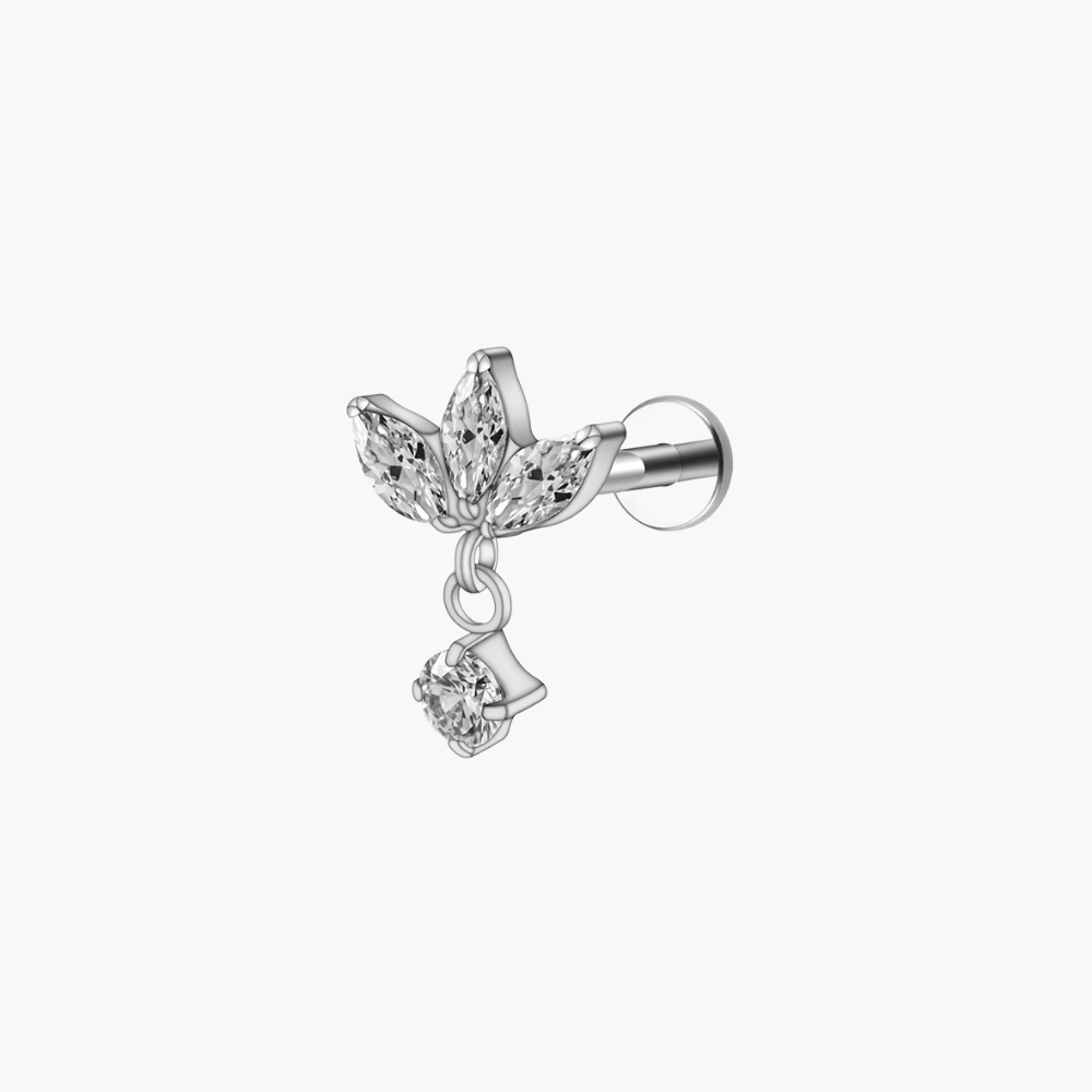 Triple Marquise Fan Labret – Titanium Flat Back Helix Stud
