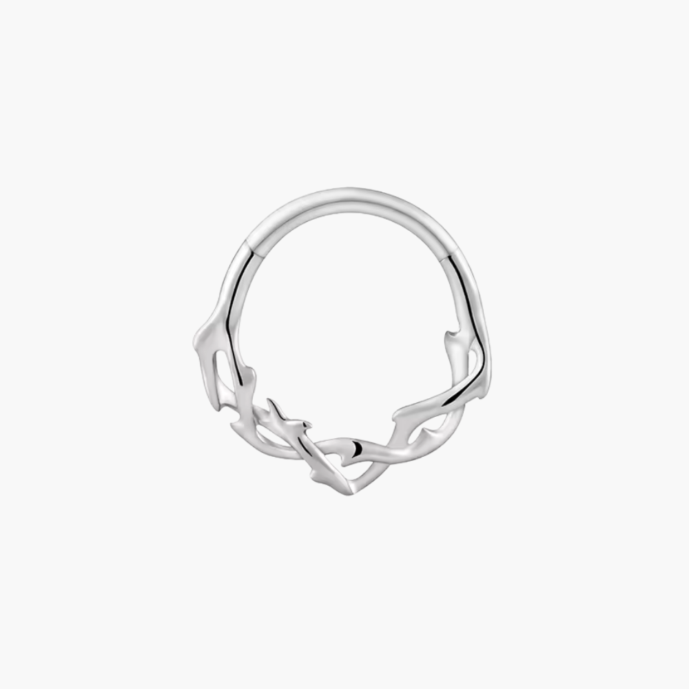 Thorn Branch Septum Clicker – Titanium Gothic Daith Hoop