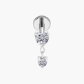 Tiny Heart Dangle Stud – Titanium CZ Drop Cartilage Earring