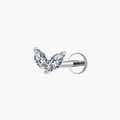 Double Marquise Stud – Titanium CZ Heart Flat Back Earring