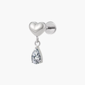 Heart Teardrop Dangle Stud – Titanium CZ Cartilage Earring