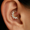 16G ASTM F136 Titanium Marquise CZ Septum Clicker, Hinged Daith Hoop, Hypoallergenic Cartilage Earring, Elegant Nose Ring