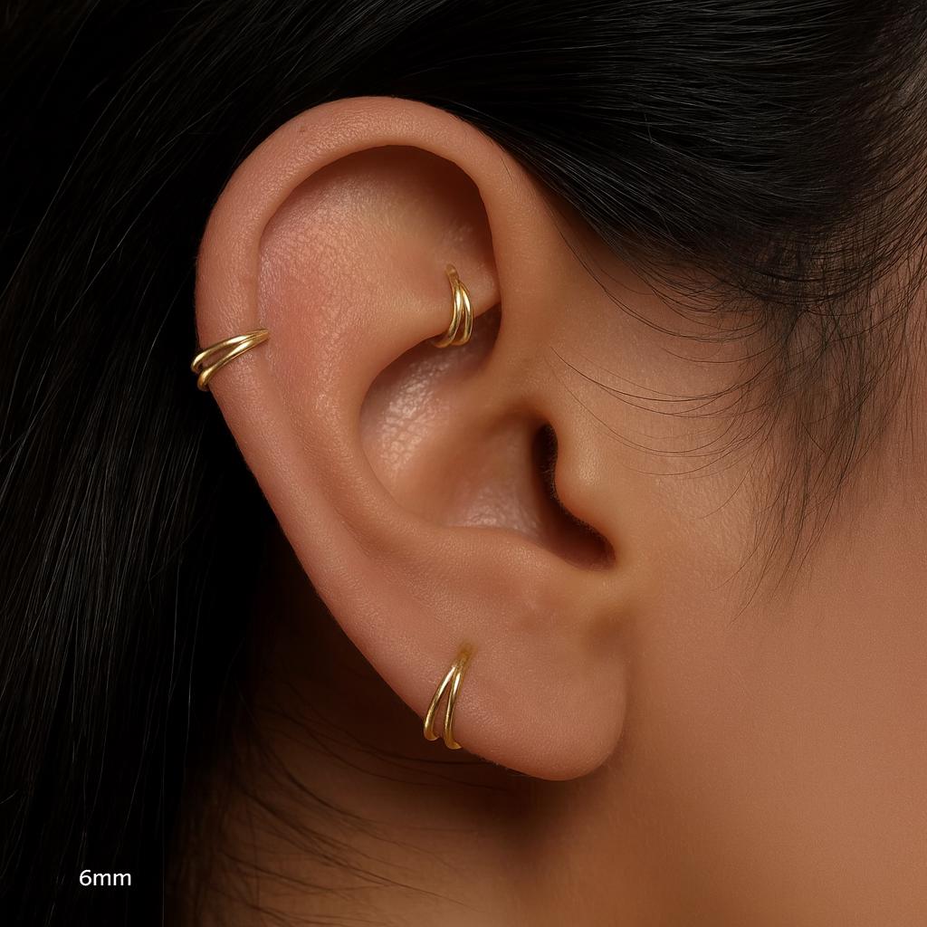 16G Titanium Double Hinge Hoop • Hinged Segment Nose Ring • Septum Clicker Ring • Cartilage Hoop • Helix Earring Hoop