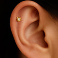 16G Tiny Flower Push Pin Labret • Threadless Flat Back Earring • Tragus Stud • Flat Back Stud • Helix Stud • Cartilage • Nose Stud