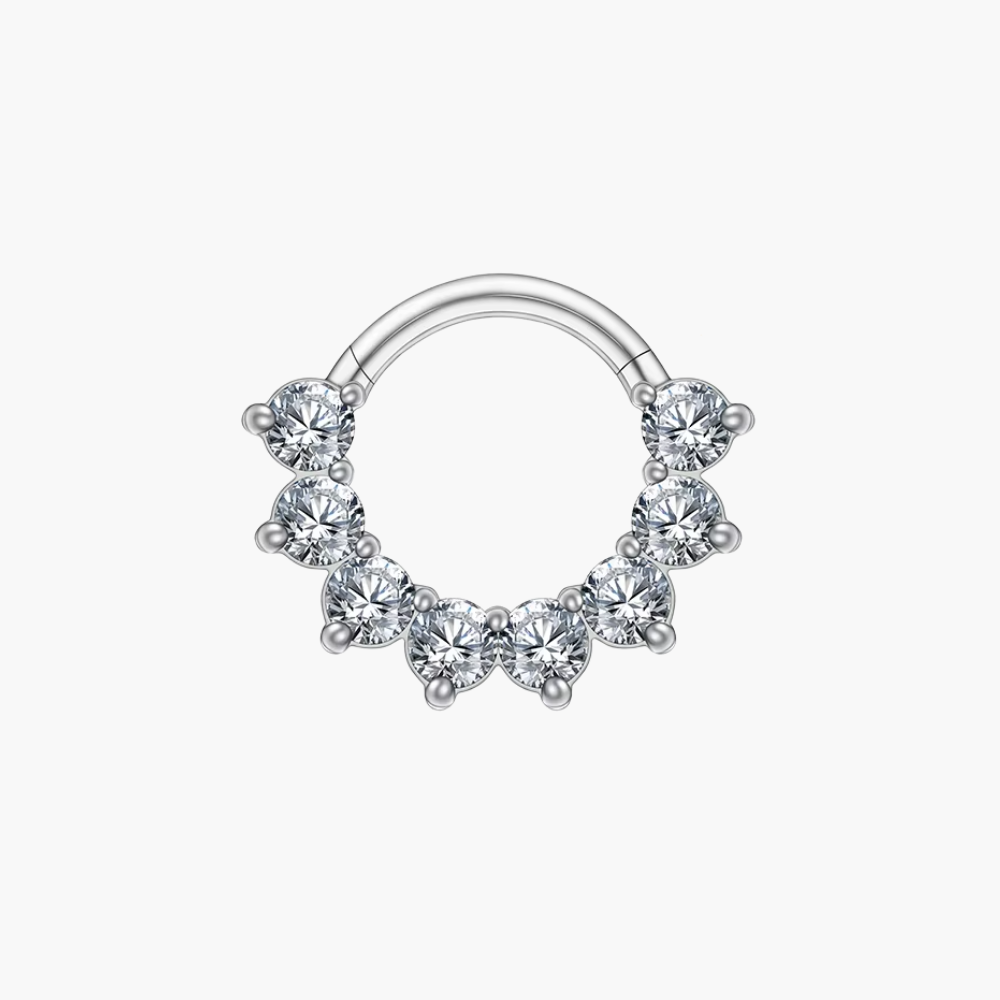 CZ Paved Septum Clicker – Titanium Hinged Daith Hoop