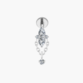 Star Flower Chain Dangle Stud 16G – Titanium CZ Helix Earring