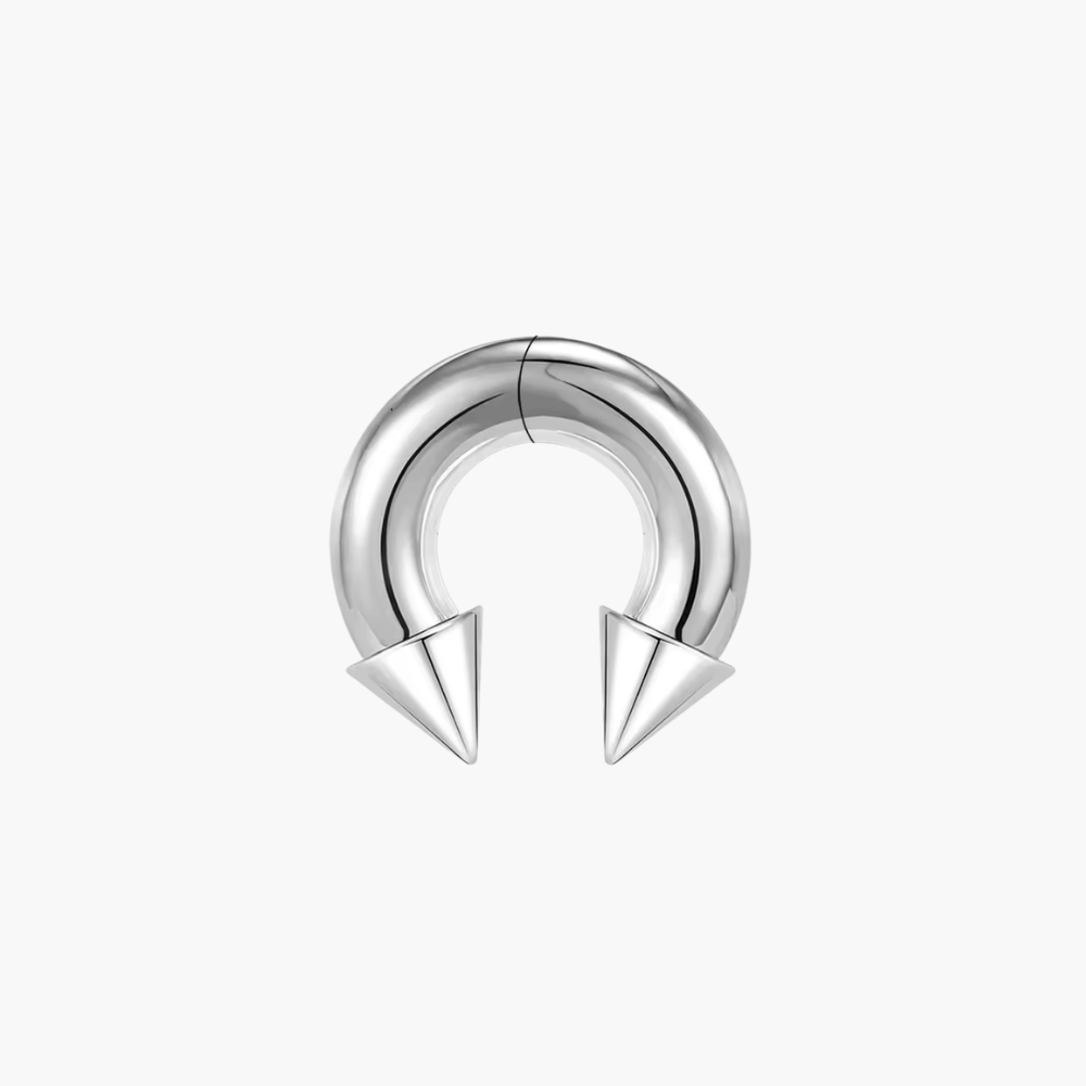 Thick Spike Horseshoe Septum Ring – Surgical Steel Circular Barbell