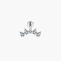Pear Fan Crown Stud – Titanium CZ Crystal Cluster Labret
