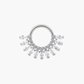 16G Titanium Sunburst Septum Clicker, Baguette CZ Daith Hoop, Crown Cartilage Earring, Radiant Hinged Segment Ring, ASTM F136