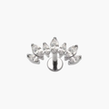 Implant-grade titanium (ASTM F136) curved marquise CZ ear climber stud for helix and tragus piercings