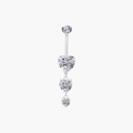 Triple Heart CZ Dangle Belly Ring – Titanium Romantic Navel Piercing