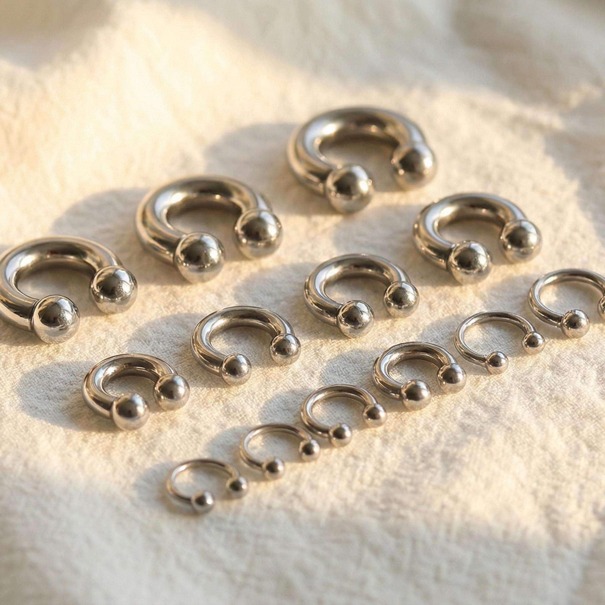 Thick Surgical Steel Horseshoe Septum Ring 12G-2G, Large Gauge Circular Barbell, Stretched Earlobe Earring, Heavy Cartilage Piercing