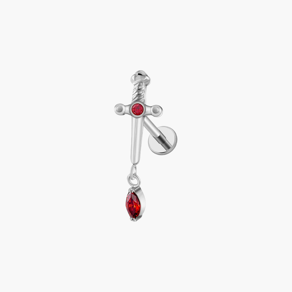 Sword Marquise Dangle Flat Back Stud – Titanium Cartilage Earring