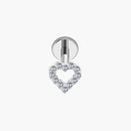 Open Heart CZ Push Pin Labret – Titanium Flat Back Helix & Conch Stud