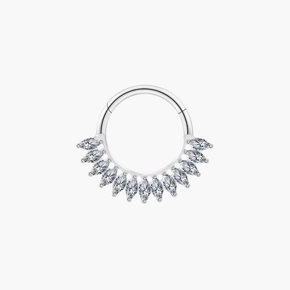 Marquise Cluster Septum Clicker – Titanium Floral CZ Daith Hoop