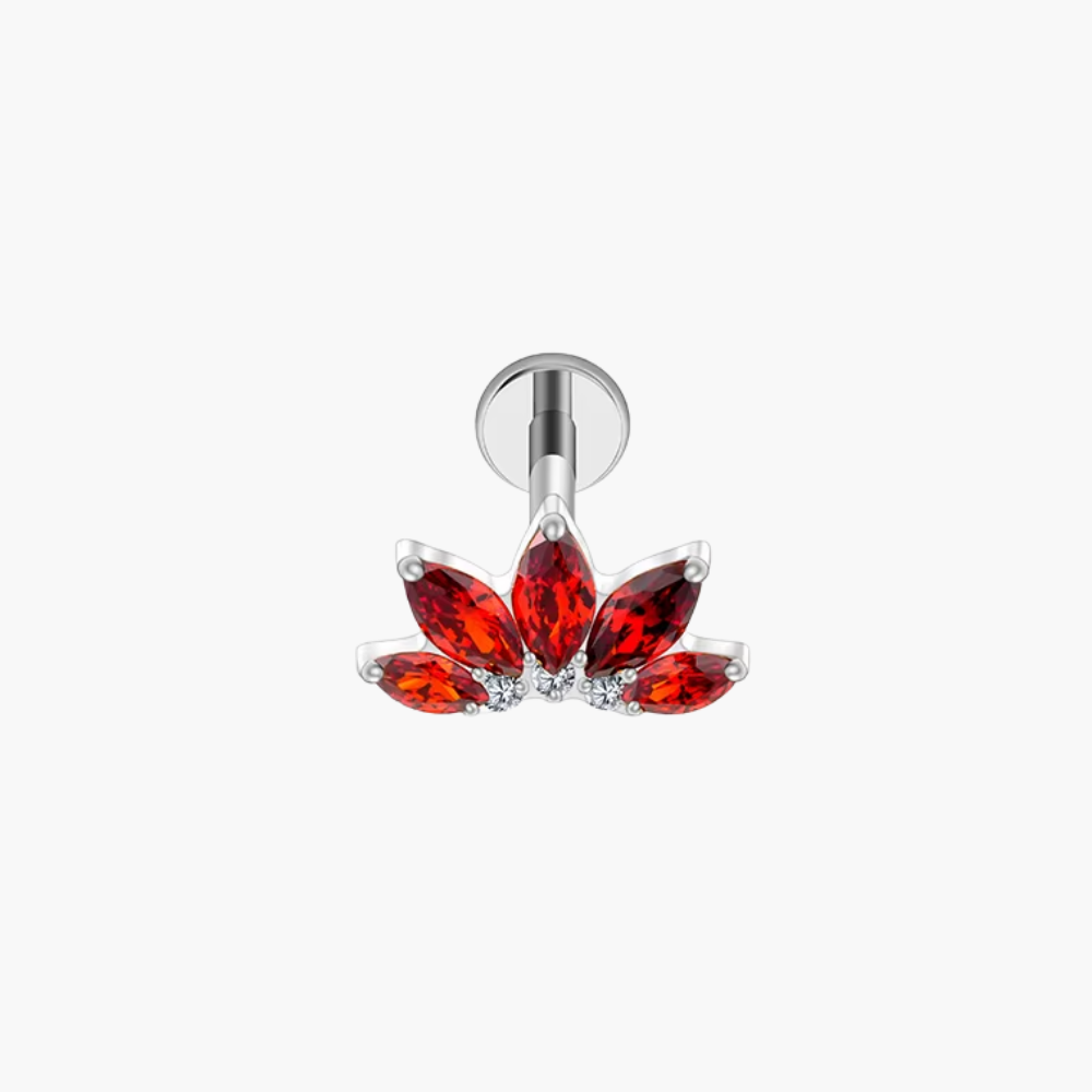Red Lotus Fan Stud – Gold Titanium Helix & Conch Earring