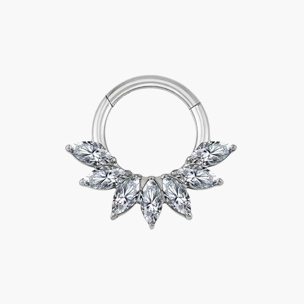 Marquise CZ Elegant Septum Clicker – Titanium Hinged Daith Hoop