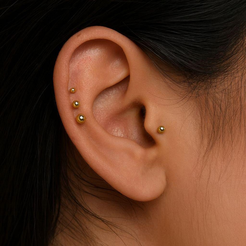 16G/18G/20G Titanium Small Ball Threadless Push Pin Labret, Bead Flat Back Earring, Conch Tragus Helix Cartilage Stud, Bead Nose Stud