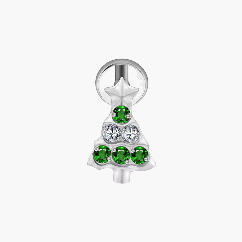 Christmas Tree CZ Stud 16G – Titanium Festive Holiday Helix Earring