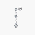 Kite CZ Chain Drop Dangle Stud – Titanium Helix & Conch Earring
