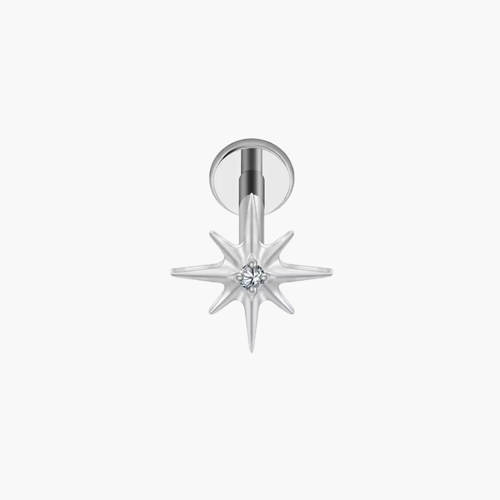 North Star CZ Starburst Stud – Titanium Celestial Helix Earring