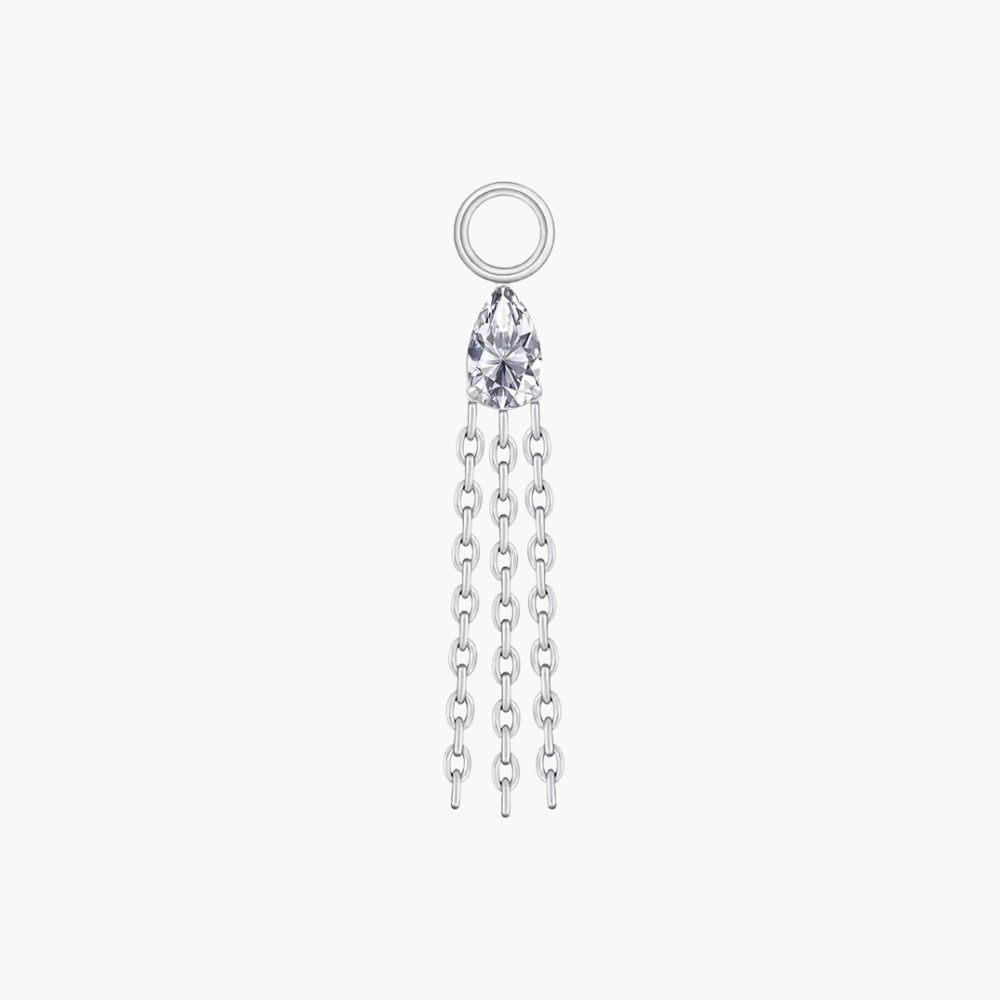Titanium Piercing Chain Connector – Moonstone CZ Dangle Charm