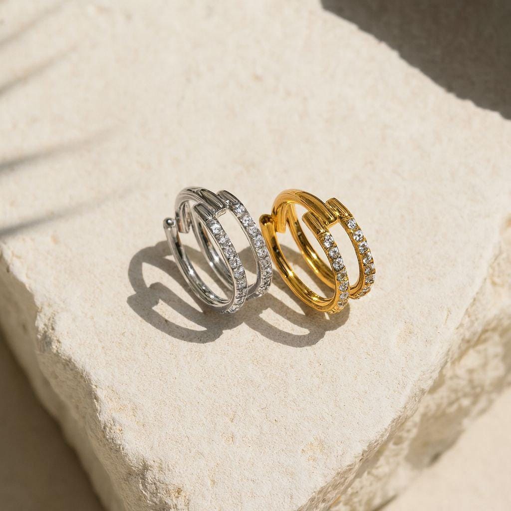 18G,16G Titanium Double Hinge Hoop • Hinged Segment Nose Ring • Septum Clicker Ring • Cartilage Hoop • Helix Earring Hoop